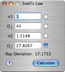 Snell's Law Calculation Page